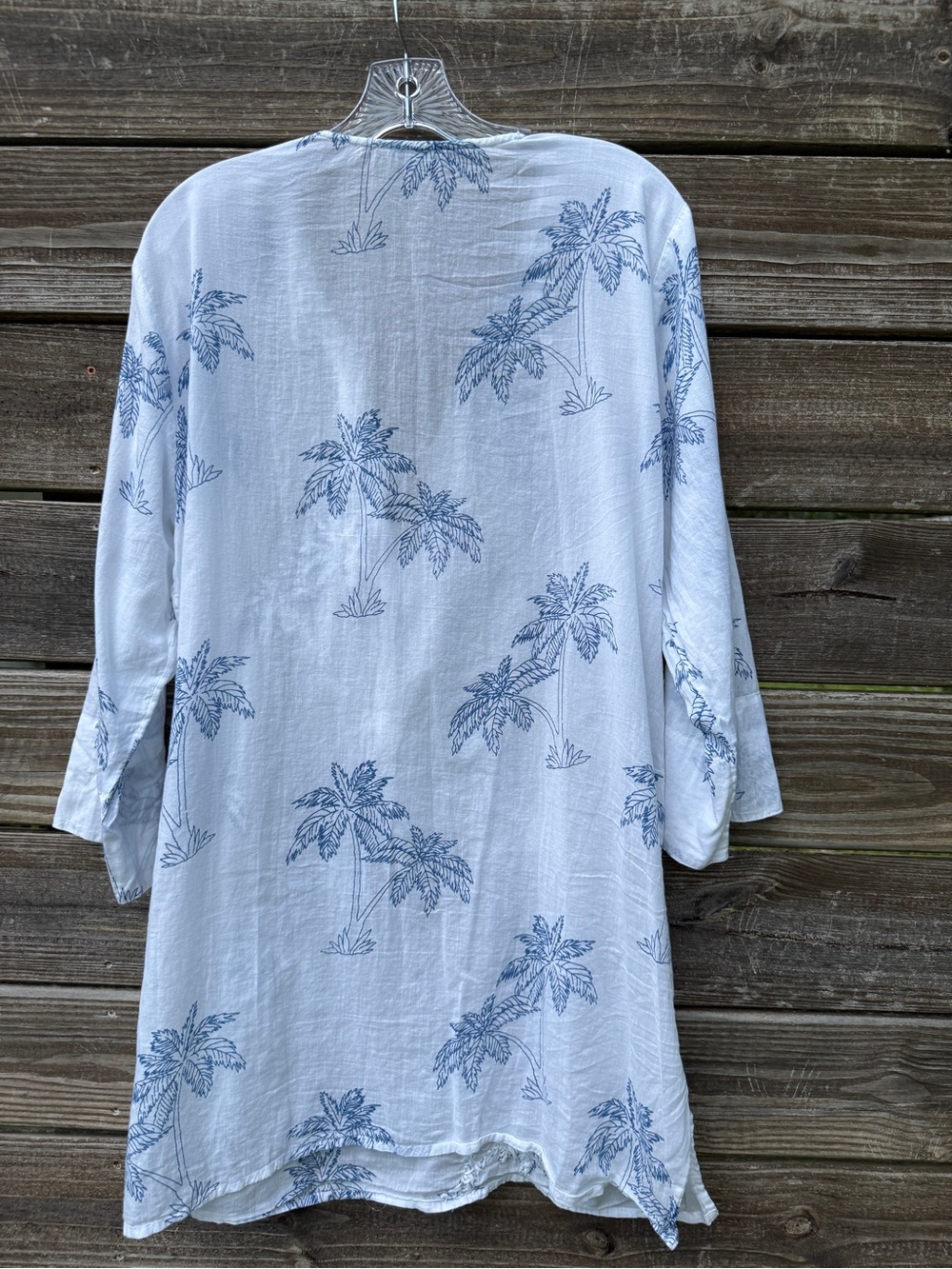 blue island White and Light Blue Palm-Print Women's Swim Cover-Up XL - Picture 10 of 10